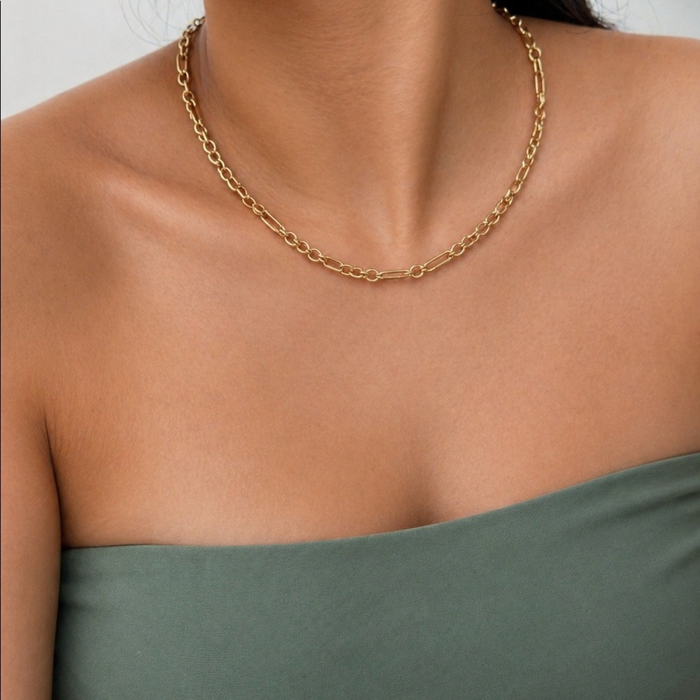 14K gold paper clip chain